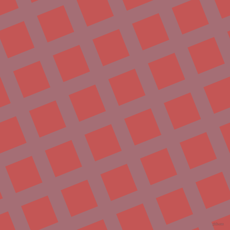 22/112 degree angle diagonal checkered chequered lines, 45 pixel lines width, 92 pixel square size, Turkish Rose and Fuzzy Wuzzy Brown plaid checkered seamless tileable