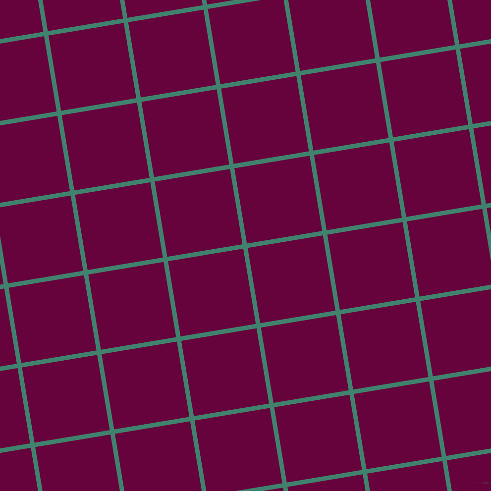 9/99 degree angle diagonal checkered chequered lines, 9 pixel line width, 154 pixel square size, Viridian and Tyrian Purple plaid checkered seamless tileable