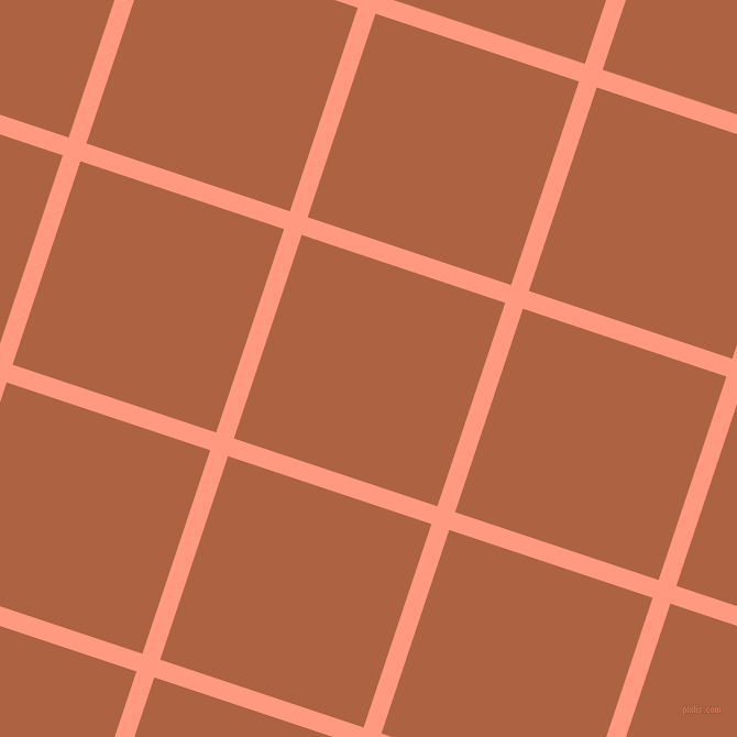 72/162 degree angle diagonal checkered chequered lines, 17 pixel lines width, 195 pixel square size, Vivid Tangerine and Tuscany plaid checkered seamless tileable