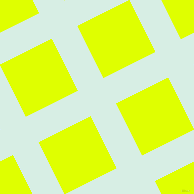 27/117 degree angle diagonal checkered chequered lines, 115 pixel lines width, 235 pixel square size, White Ice and Chartreuse Yellow plaid checkered seamless tileable