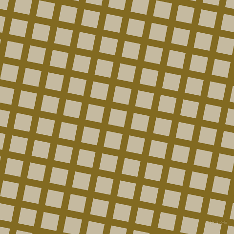 79/169 degree angle diagonal checkered chequered lines, 14 pixel lines width, 33 pixel square size, Yukon Gold and Sisal plaid checkered seamless tileable