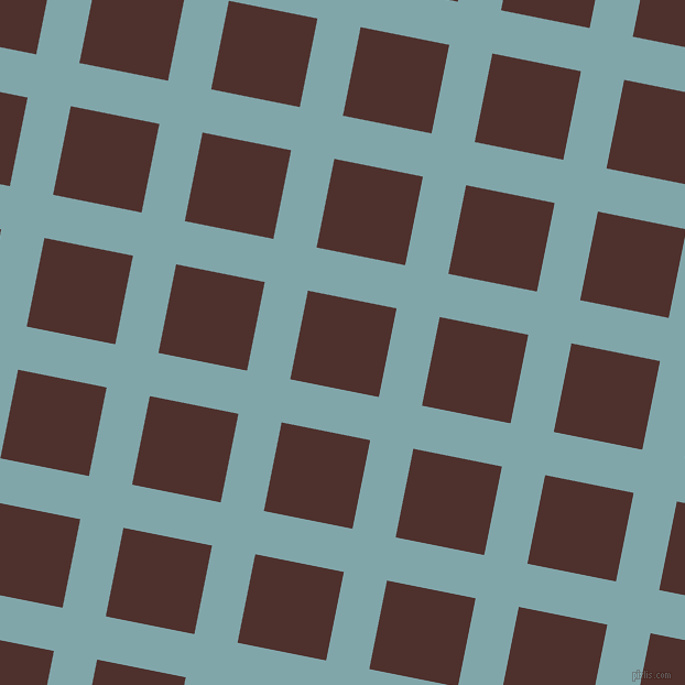 79/169 degree angle diagonal checkered chequered lines, 40 pixel line width, 82 pixel square size, Ziggurat and Espresso plaid checkered seamless tileable