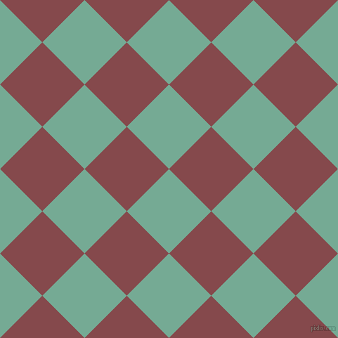 45/135 degree angle diagonal checkered chequered squares checker pattern checkers background, 85 pixel square size, , Acapulco and Solid Pink checkers chequered checkered squares seamless tileable