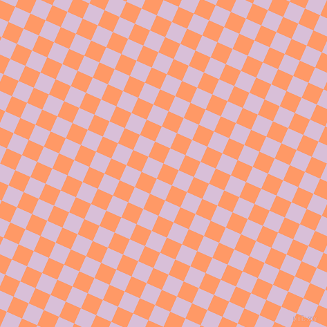 66/156 degree angle diagonal checkered chequered squares checker pattern checkers background, 24 pixel squares size, Atomic Tangerine and Thistle checkers chequered checkered squares seamless tileable