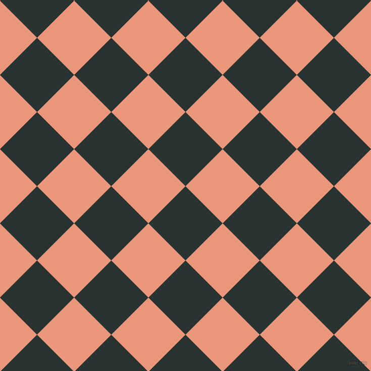 45/135 degree angle diagonal checkered chequered squares checker pattern checkers background, 104 pixel squares size, Aztec and Dark Salmon checkers chequered checkered squares seamless tileable