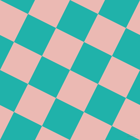 63/153 degree angle diagonal checkered chequered squares checker pattern checkers background, 110 pixel square size, , Beauty Bush and Light Sea Green checkers chequered checkered squares seamless tileable