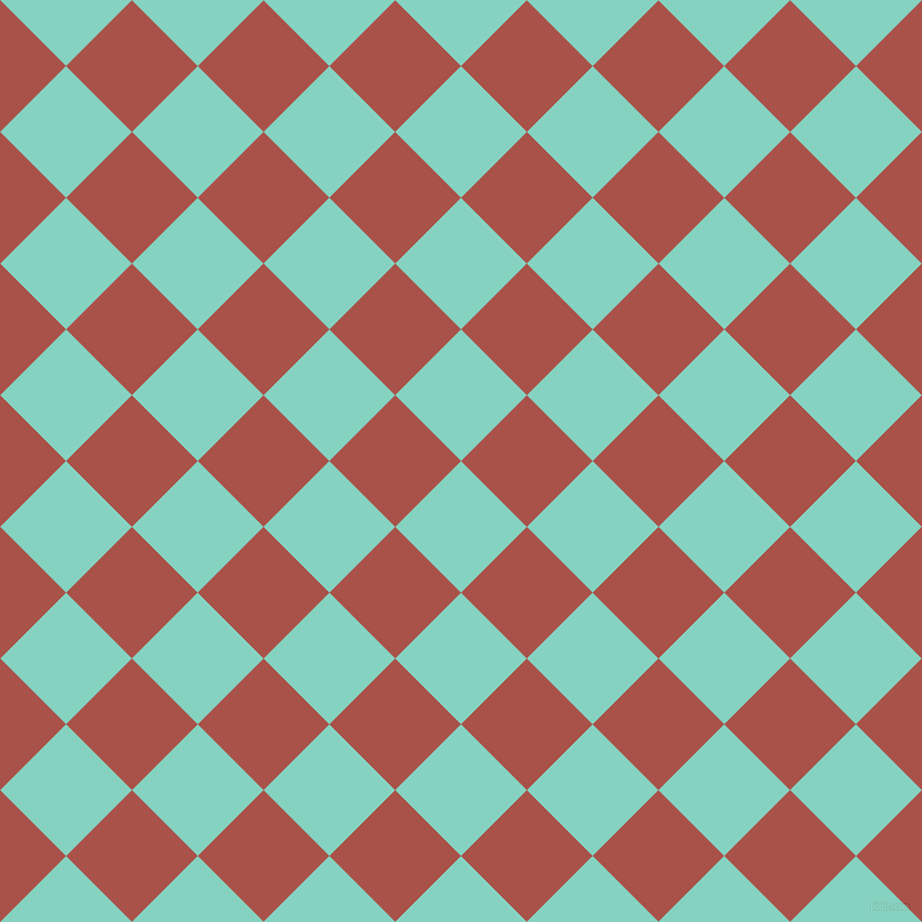 45/135 degree angle diagonal checkered chequered squares checker pattern checkers background, 84 pixel squares size, , Bermuda and Apple Blossom checkers chequered checkered squares seamless tileable