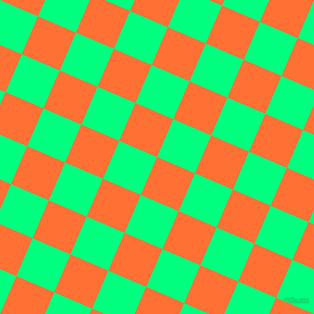 67/157 degree angle diagonal checkered chequered squares checker pattern checkers background, 58 pixel square size, , Burnt Orange and Spring Green checkers chequered checkered squares seamless tileable