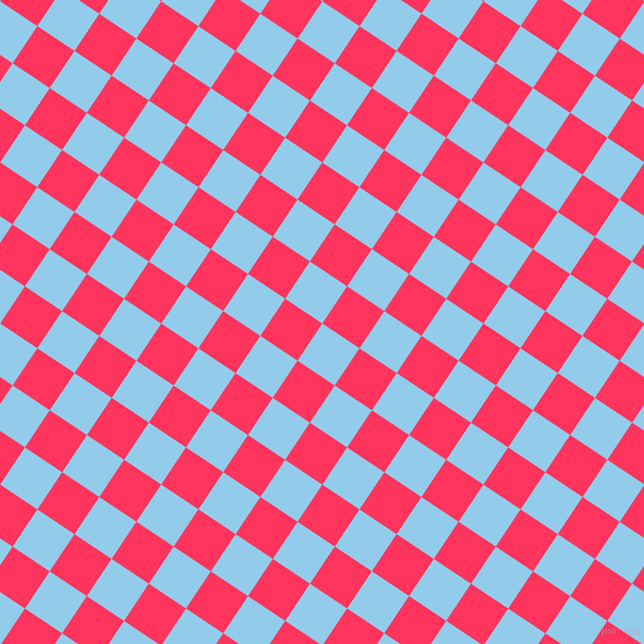 56/146 degree angle diagonal checkered chequered squares checker pattern checkers background, 41 pixel square size, , Cornflower and Radical Red checkers chequered checkered squares seamless tileable