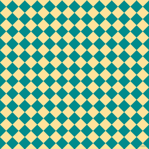 45/135 degree angle diagonal checkered chequered squares checker pattern checkers background, 30 pixel square size, , Dark Cyan and Cream Brulee checkers chequered checkered squares seamless tileable