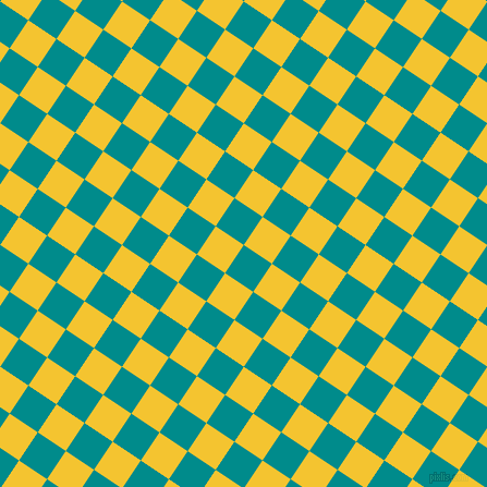 56/146 degree angle diagonal checkered chequered squares checker pattern checkers background, 31 pixel square size, , Dark Cyan and Saffron checkers chequered checkered squares seamless tileable