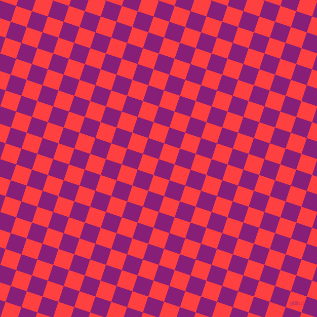 72/162 degree angle diagonal checkered chequered squares checker pattern checkers background, 33 pixel square size, , Dark Purple and Coral Red checkers chequered checkered squares seamless tileable