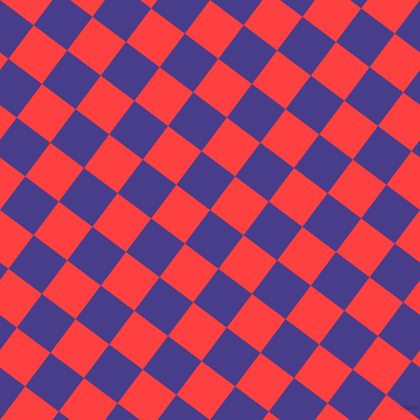 53/143 degree angle diagonal checkered chequered squares checker pattern checkers background, 82 pixel square size, , Dark Slate Blue and Coral Red checkers chequered checkered squares seamless tileable