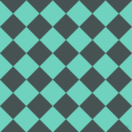 45/135 degree angle diagonal checkered chequered squares checker pattern checkers background, 63 pixel square size, , Dark Slate and Downy checkers chequered checkered squares seamless tileable