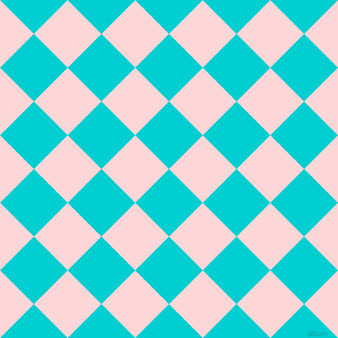 45/135 degree angle diagonal checkered chequered squares checker pattern checkers background, 93 pixel squares size, Dark Turquoise and We Peep checkers chequered checkered squares seamless tileable