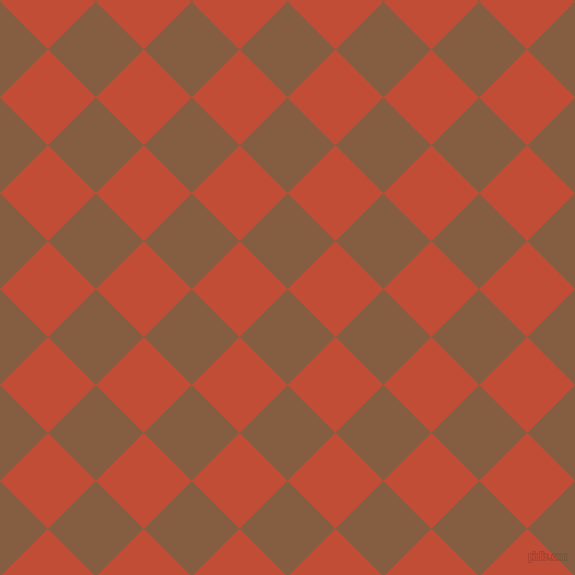 45/135 degree angle diagonal checkered chequered squares checker pattern checkers background, 62 pixel squares size, , Dark Wood and Grenadier checkers chequered checkered squares seamless tileable