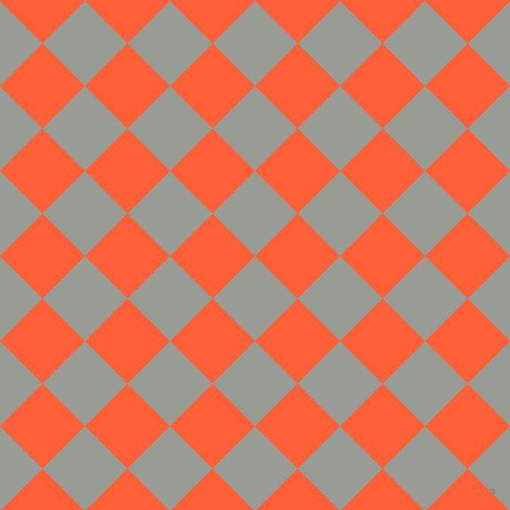 45/135 degree angle diagonal checkered chequered squares checker pattern checkers background, 85 pixel square size, , Delta and Outrageous Orange checkers chequered checkered squares seamless tileable