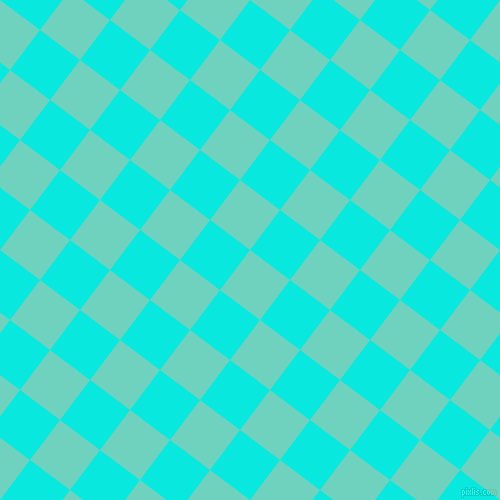 53/143 degree angle diagonal checkered chequered squares checker pattern checkers background, 50 pixel squares size, , Downy and Bright Turquoise checkers chequered checkered squares seamless tileable