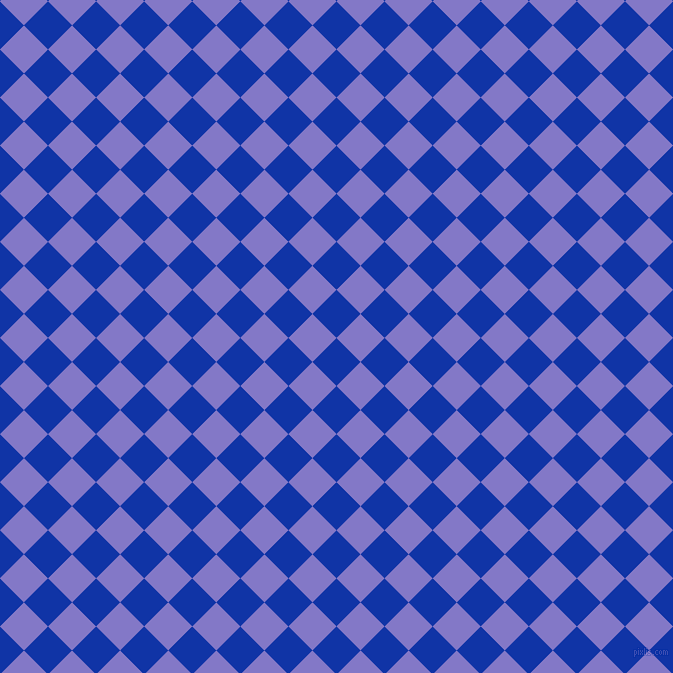 45/135 degree angle diagonal checkered chequered squares checker pattern checkers background, 34 pixel squares size, , Egyptian Blue and Moody Blue checkers chequered checkered squares seamless tileable