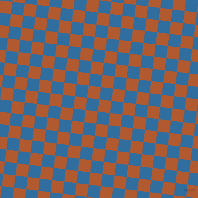 83/173 degree angle diagonal checkered chequered squares checker pattern checkers background, 41 pixel squares size, , Fiery Orange and Lochmara checkers chequered checkered squares seamless tileable