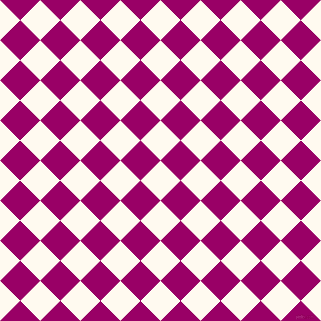 45/135 degree angle diagonal checkered chequered squares checker pattern checkers background, 56 pixel squares size, , Floral White and Eggplant checkers chequered checkered squares seamless tileable