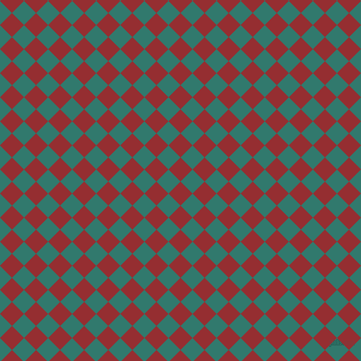 45/135 degree angle diagonal checkered chequered squares checker pattern checkers background, 24 pixel square size, Guardsman Red and Genoa checkers chequered checkered squares seamless tileable