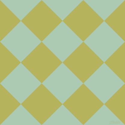 45/135 degree angle diagonal checkered chequered squares checker pattern checkers background, 98 pixel squares size, , Gum Leaf and Olive Green checkers chequered checkered squares seamless tileable