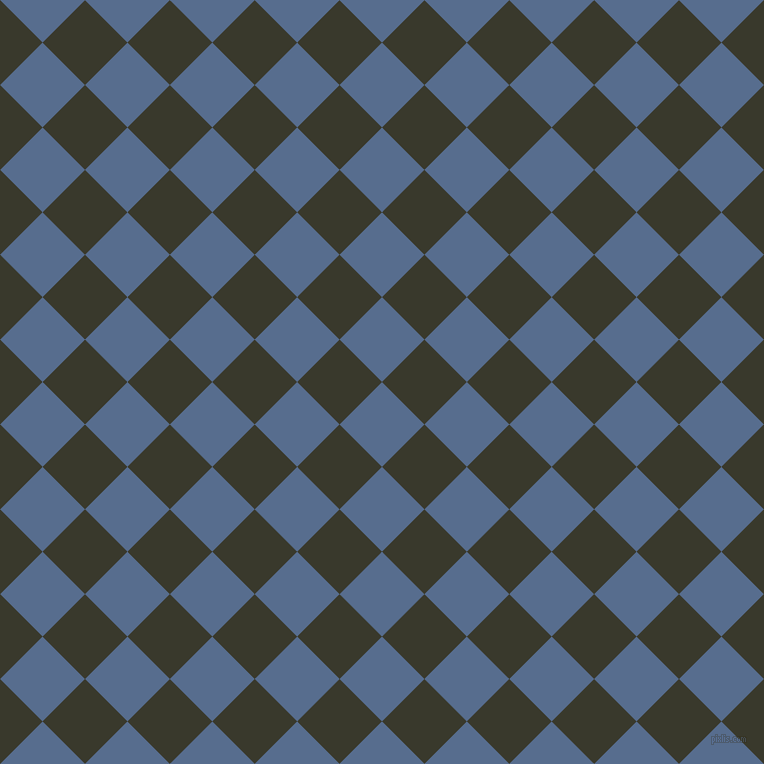 45/135 degree angle diagonal checkered chequered squares checker pattern checkers background, 60 pixel square size, , Kashmir Blue and El Paso checkers chequered checkered squares seamless tileable