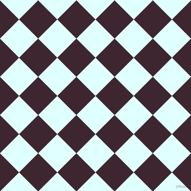 45/135 degree angle diagonal checkered chequered squares checker pattern checkers background, 90 pixel square size, , Light Cyan and Toledo checkers chequered checkered squares seamless tileable