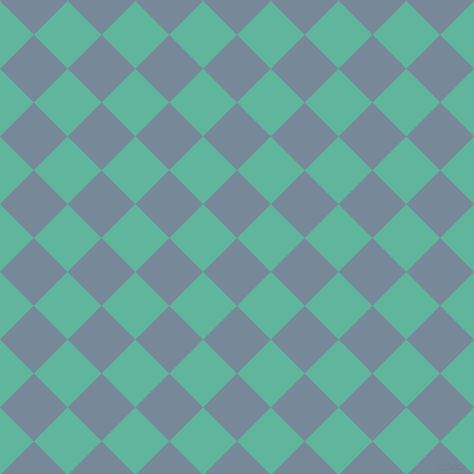 45/135 degree angle diagonal checkered chequered squares checker pattern checkers background, 68 pixel squares size, , Light Slate Grey and Keppel checkers chequered checkered squares seamless tileable