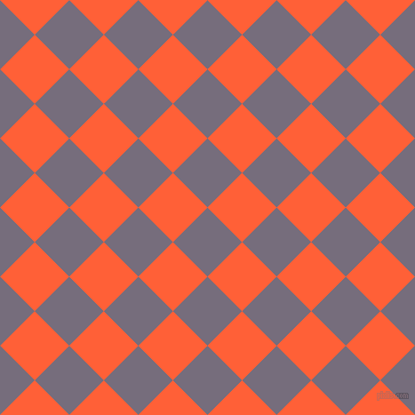 45/135 degree angle diagonal checkered chequered squares checker pattern checkers background, 55 pixel square size, , Mamba and Outrageous Orange checkers chequered checkered squares seamless tileable