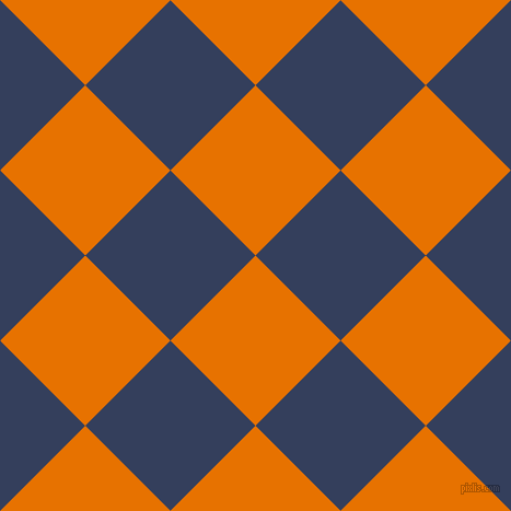 45/135 degree angle diagonal checkered chequered squares checker pattern checkers background, 110 pixel squares size, , Mango Tango and Gulf Blue checkers chequered checkered squares seamless tileable