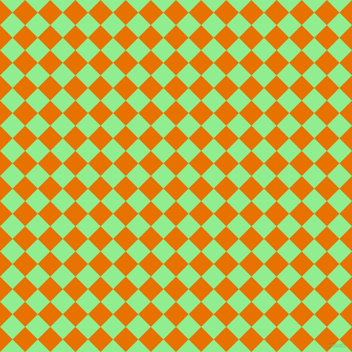 45/135 degree angle diagonal checkered chequered squares checker pattern checkers background, 35 pixel squares size, , Mango Tango and Light Green checkers chequered checkered squares seamless tileable