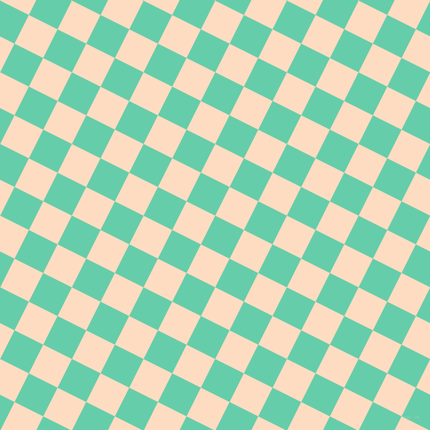 63/153 degree angle diagonal checkered chequered squares checker pattern checkers background, 65 pixel square size, , Medium Aquamarine and Karry checkers chequered checkered squares seamless tileable