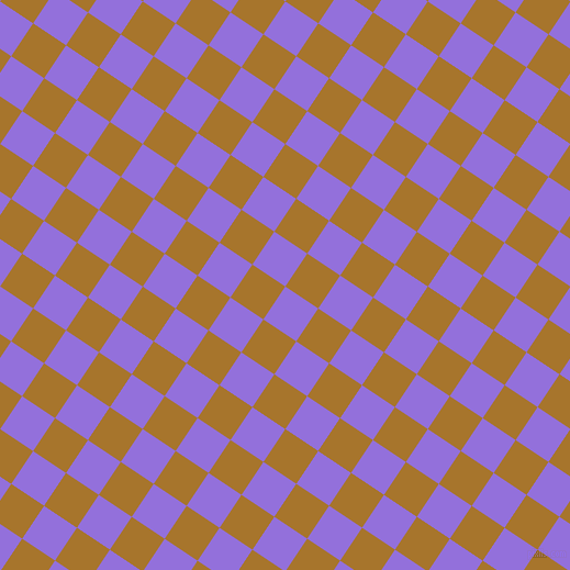 56/146 degree angle diagonal checkered chequered squares checker pattern checkers background, 36 pixel square size, , Medium Purple and Hot Toddy checkers chequered checkered squares seamless tileable