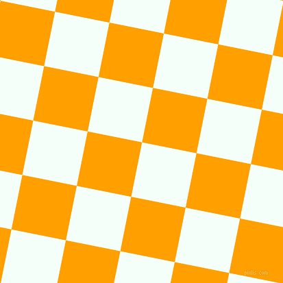 79/169 degree angle diagonal checkered chequered squares checker pattern checkers background, 81 pixel square size, , Mint Cream and Orange Peel checkers chequered checkered squares seamless tileable