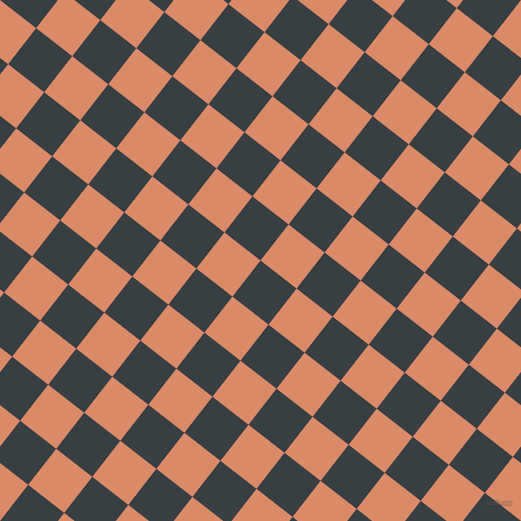 52/142 degree angle diagonal checkered chequered squares checker pattern checkers background, 64 pixel square size, Mirage and Copper checkers chequered checkered squares seamless tileable
