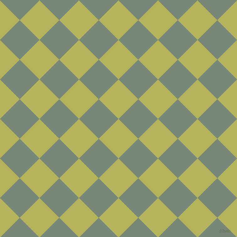 45/135 degree angle diagonal checkered chequered squares checker pattern checkers background, 89 pixel squares size, , Olive Green and Davy