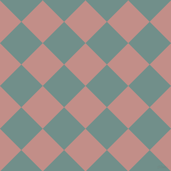 45/135 degree angle diagonal checkered chequered squares checker pattern checkers background, 104 pixel squares size, , Oriental Pink and Gumbo checkers chequered checkered squares seamless tileable