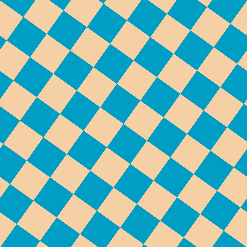 54/144 degree angle diagonal checkered chequered squares checker pattern checkers background, 92 pixel squares size, , Pacific Blue and Tequila checkers chequered checkered squares seamless tileable