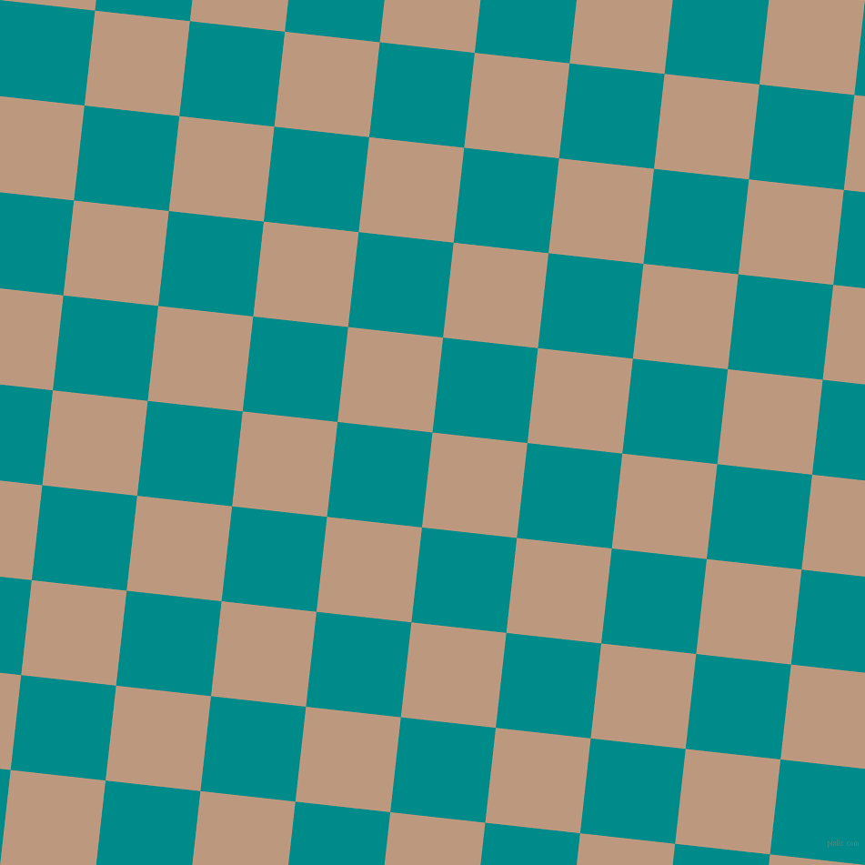 84/174 degree angle diagonal checkered chequered squares checker pattern checkers background, 105 pixel square size, Pale Taupe and Dark Cyan checkers chequered checkered squares seamless tileable