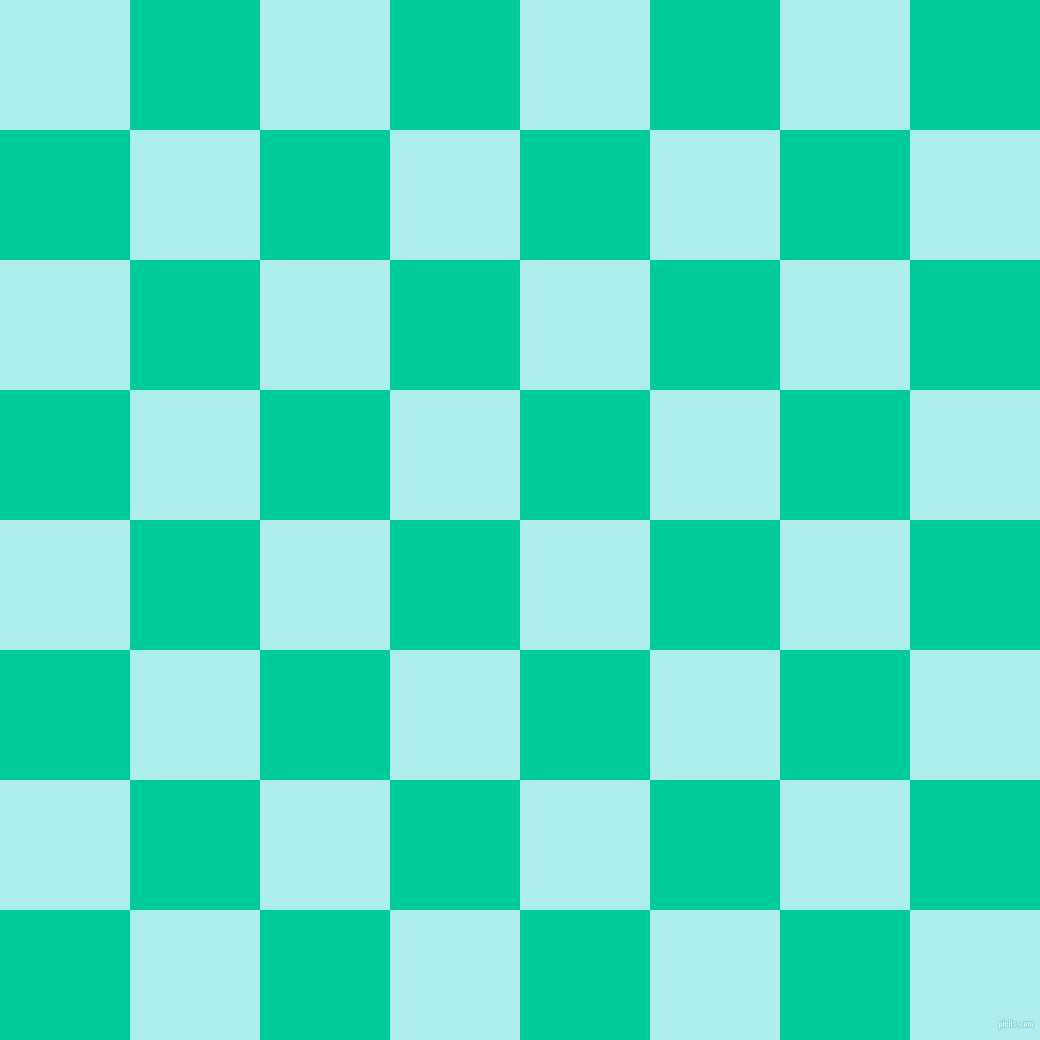 Pale Turquoise And Caribbean Green Checkers Chequered Checkered Squares