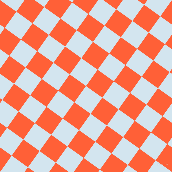 54/144 degree angle diagonal checkered chequered squares checker pattern checkers background, 69 pixel square size, , Pattens Blue and Outrageous Orange checkers chequered checkered squares seamless tileable
