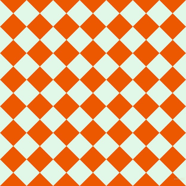 45/135 degree angle diagonal checkered chequered squares checker pattern checkers background, 63 pixel squares size, , Persimmon and Cosmic Latte checkers chequered checkered squares seamless tileable