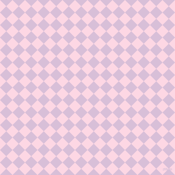 45/135 degree angle diagonal checkered chequered squares checker pattern checkers background, 35 pixel square size, , Pig Pink and Thistle checkers chequered checkered squares seamless tileable