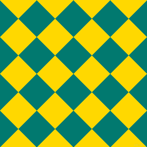 45/135 degree angle diagonal checkered chequered squares checker pattern checkers background, 110 pixel square size, , Pine Green and School Bus Yellow checkers chequered checkered squares seamless tileable
