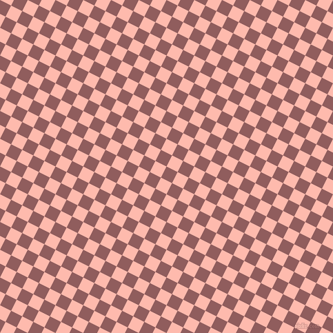 63/153 degree angle diagonal checkered chequered squares checker pattern checkers background, 18 pixel square size, , Rose Taupe and Melon checkers chequered checkered squares seamless tileable