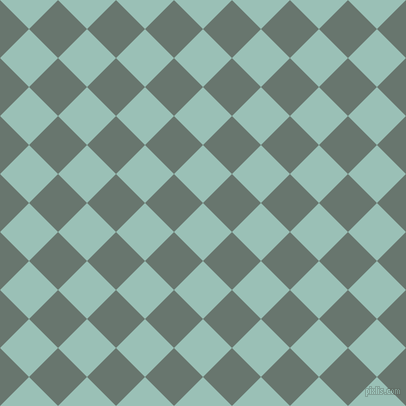 45/135 degree angle diagonal checkered chequered squares checker pattern checkers background, 41 pixel square size, , Shadow Green and Sirocco checkers chequered checkered squares seamless tileable