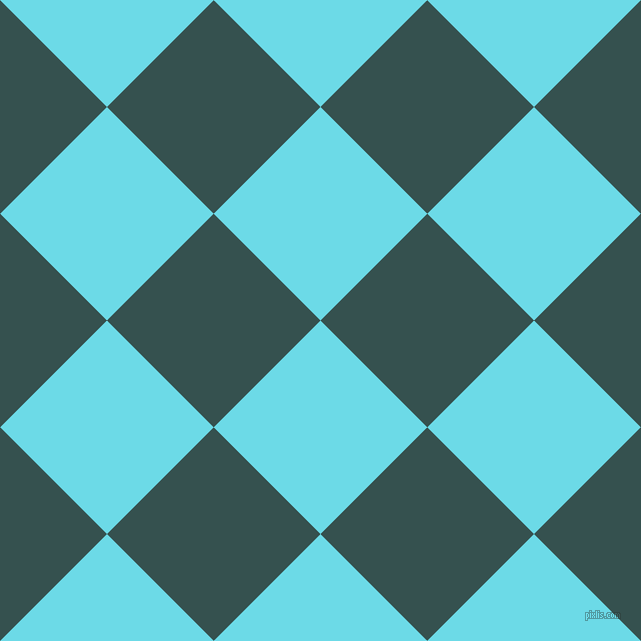 45/135 degree angle diagonal checkered chequered squares checker pattern checkers background, 151 pixel squares size, , Turquoise Blue and Blue Dianne checkers chequered checkered squares seamless tileable