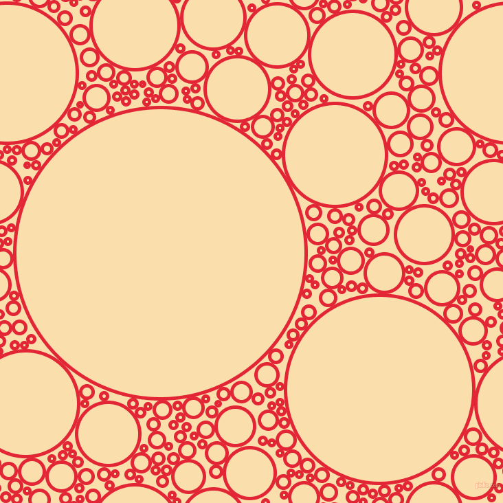 bubbles, circles, sponge, big, medium, small, 5 pixel line width, Alizarin and Peach-Yellow circles bubbles sponge soap seamless tileable